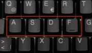 Tasten ASDF auf einer Tastatur