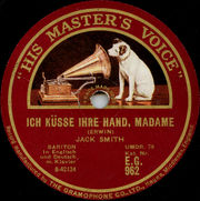 His Master’s Voice Plattenlabel, ca. 1928